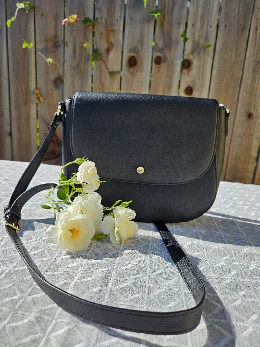 Old Navy Faux Leather Black Crossbody Bag